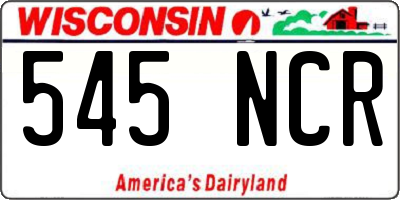 WI license plate 545NCR