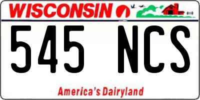 WI license plate 545NCS