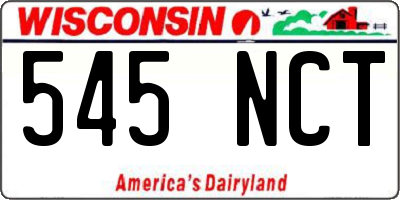 WI license plate 545NCT