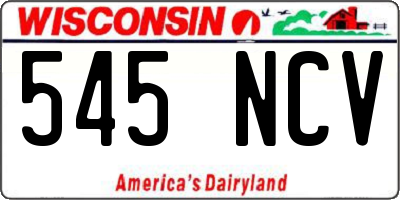 WI license plate 545NCV
