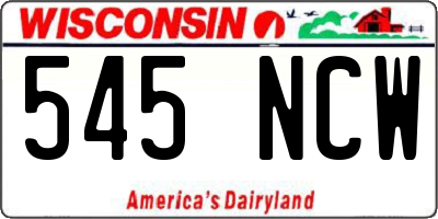 WI license plate 545NCW