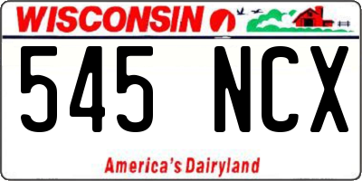 WI license plate 545NCX
