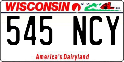 WI license plate 545NCY