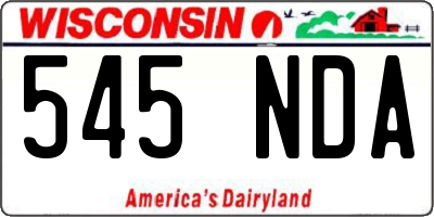 WI license plate 545NDA