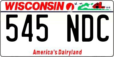 WI license plate 545NDC