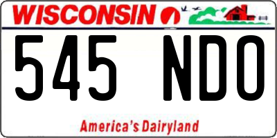 WI license plate 545NDO