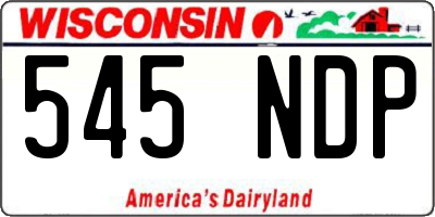 WI license plate 545NDP