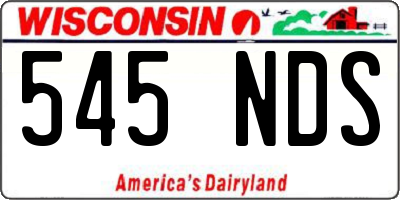 WI license plate 545NDS