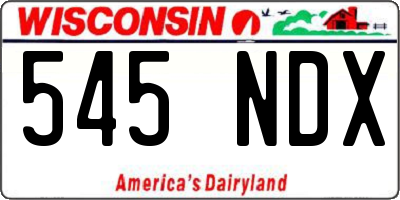 WI license plate 545NDX