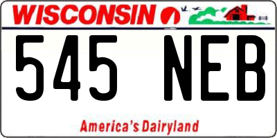 WI license plate 545NEB