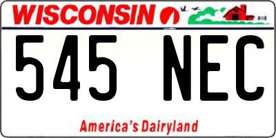 WI license plate 545NEC