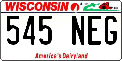 WI license plate 545NEG