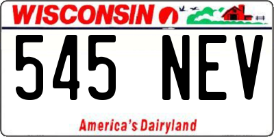 WI license plate 545NEV