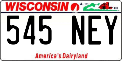 WI license plate 545NEY