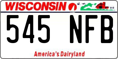WI license plate 545NFB