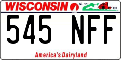 WI license plate 545NFF