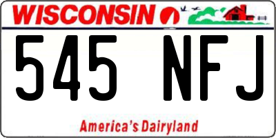 WI license plate 545NFJ