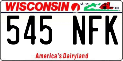 WI license plate 545NFK