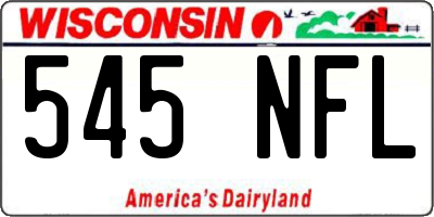 WI license plate 545NFL