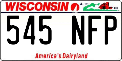 WI license plate 545NFP