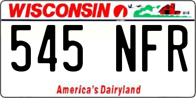 WI license plate 545NFR