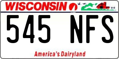 WI license plate 545NFS