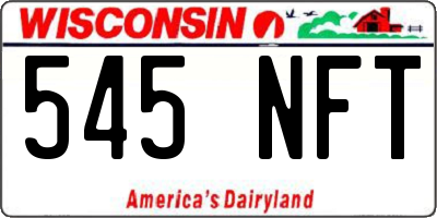 WI license plate 545NFT
