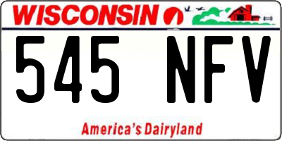 WI license plate 545NFV