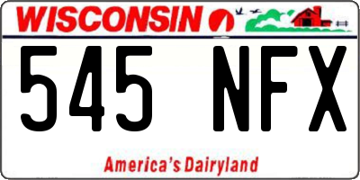 WI license plate 545NFX