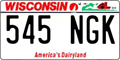 WI license plate 545NGK