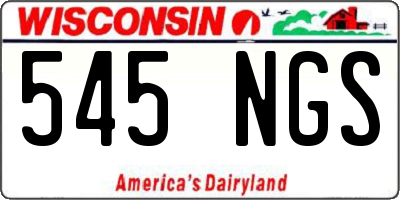WI license plate 545NGS