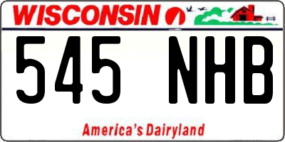 WI license plate 545NHB