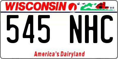WI license plate 545NHC