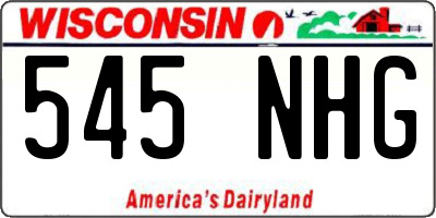 WI license plate 545NHG