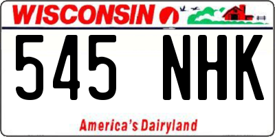 WI license plate 545NHK