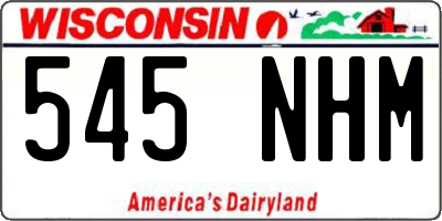 WI license plate 545NHM
