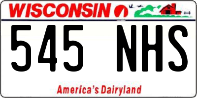 WI license plate 545NHS