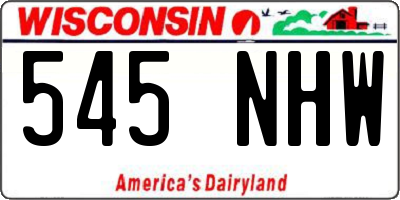 WI license plate 545NHW