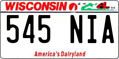 WI license plate 545NIA