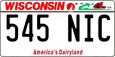 WI license plate 545NIC