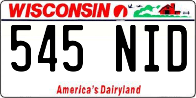 WI license plate 545NID