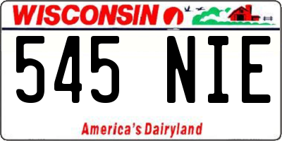 WI license plate 545NIE