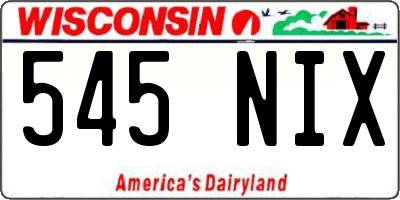 WI license plate 545NIX