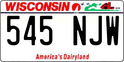 WI license plate 545NJW