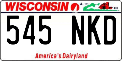 WI license plate 545NKD