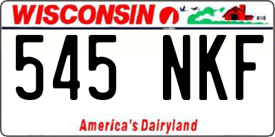 WI license plate 545NKF