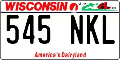 WI license plate 545NKL