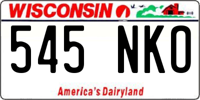 WI license plate 545NKO