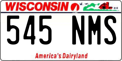 WI license plate 545NMS