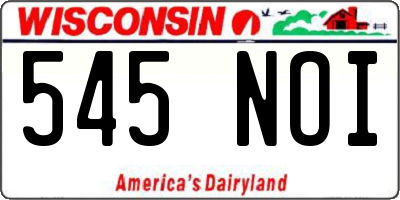 WI license plate 545NOI